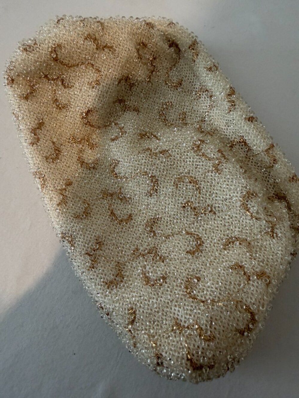 Vintage Lumar Bead Color-Bead Japan White Gold Beaded Evening Clutch Purse - Picture 6 of 6